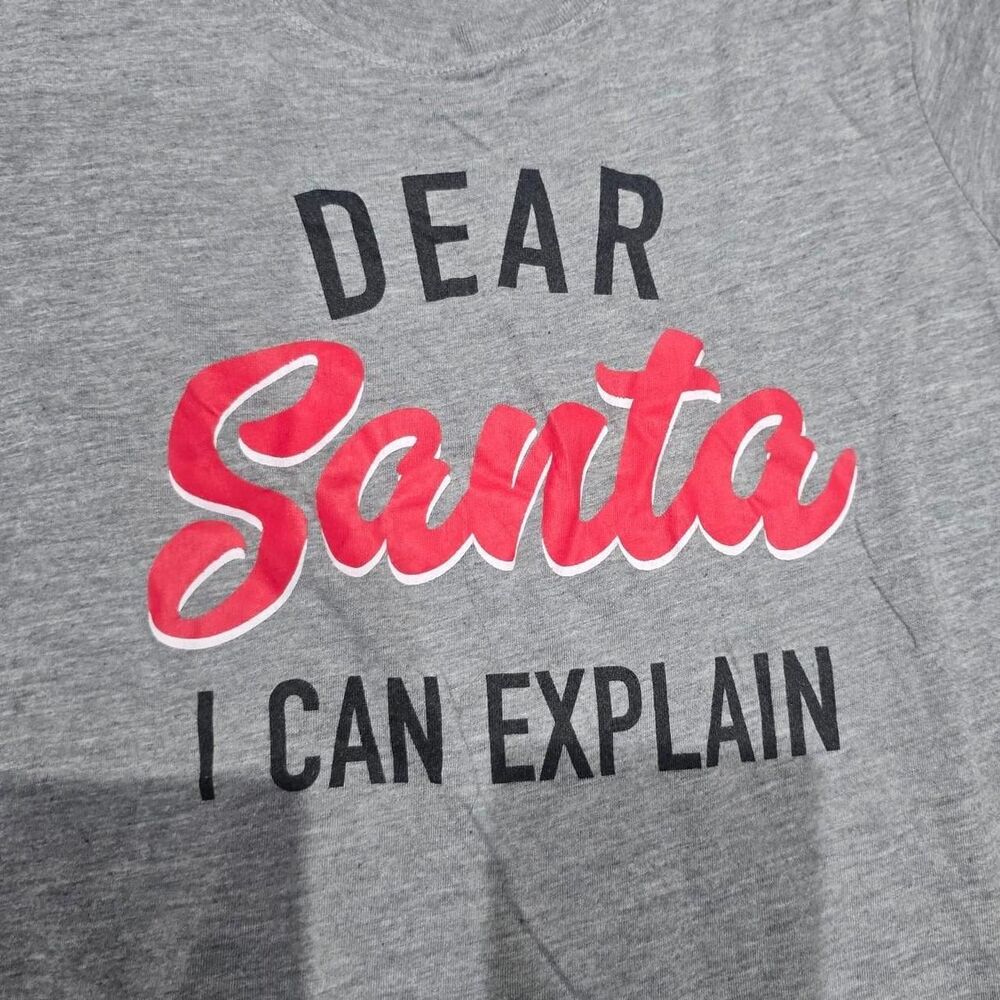 Holiday Time Gray "Dear Santa I Can Explain" graphic tee SIZE S